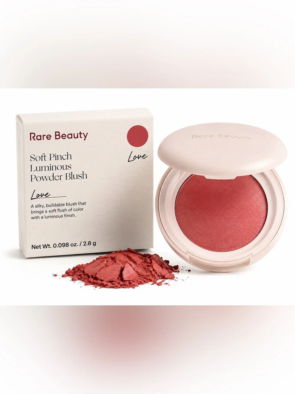 Rare Beauty Soft Pinch Luminous Powder Blush — Love (Warm Rose Coral)